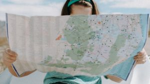 woman looking at the map