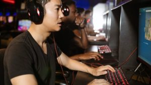 men playing computer games